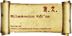Milankovics Kósa névjegykártya